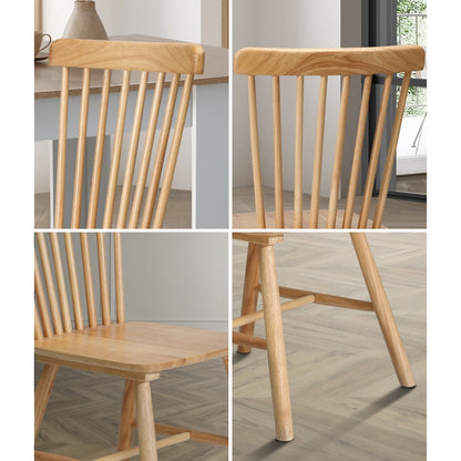 Oikiture 4x Dining Chairs Minimalist Vertical Back Wooden-Dining Chair-PEROZ Accessories
