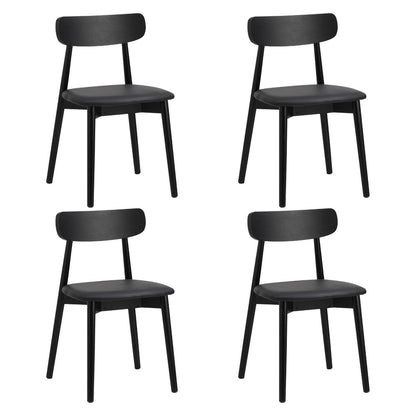 Oikiture 4x Dining Chairs PU Leather Solid Wood Black-Dining Chair-PEROZ Accessories