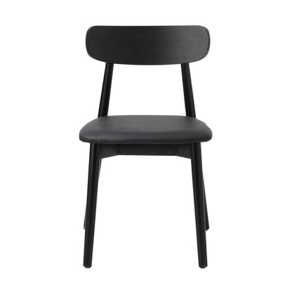 Oikiture 4x Dining Chairs PU Leather Solid Wood Black-Dining Chair-PEROZ Accessories