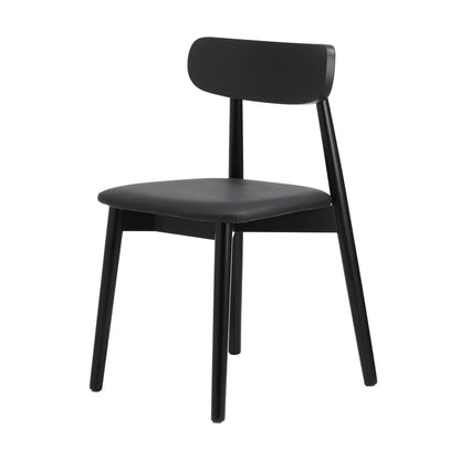 Oikiture 4x Dining Chairs PU Leather Solid Wood Black-Dining Chair-PEROZ Accessories