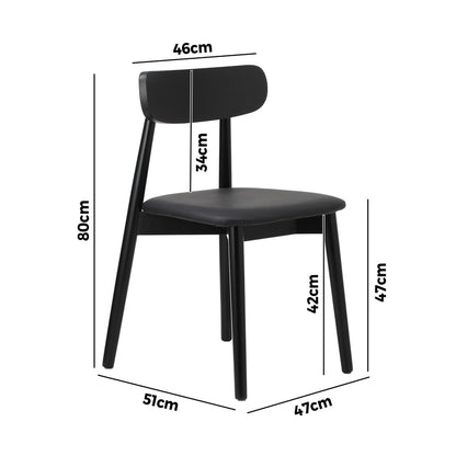 Oikiture 4x Dining Chairs PU Leather Solid Wood Black-Dining Chair-PEROZ Accessories