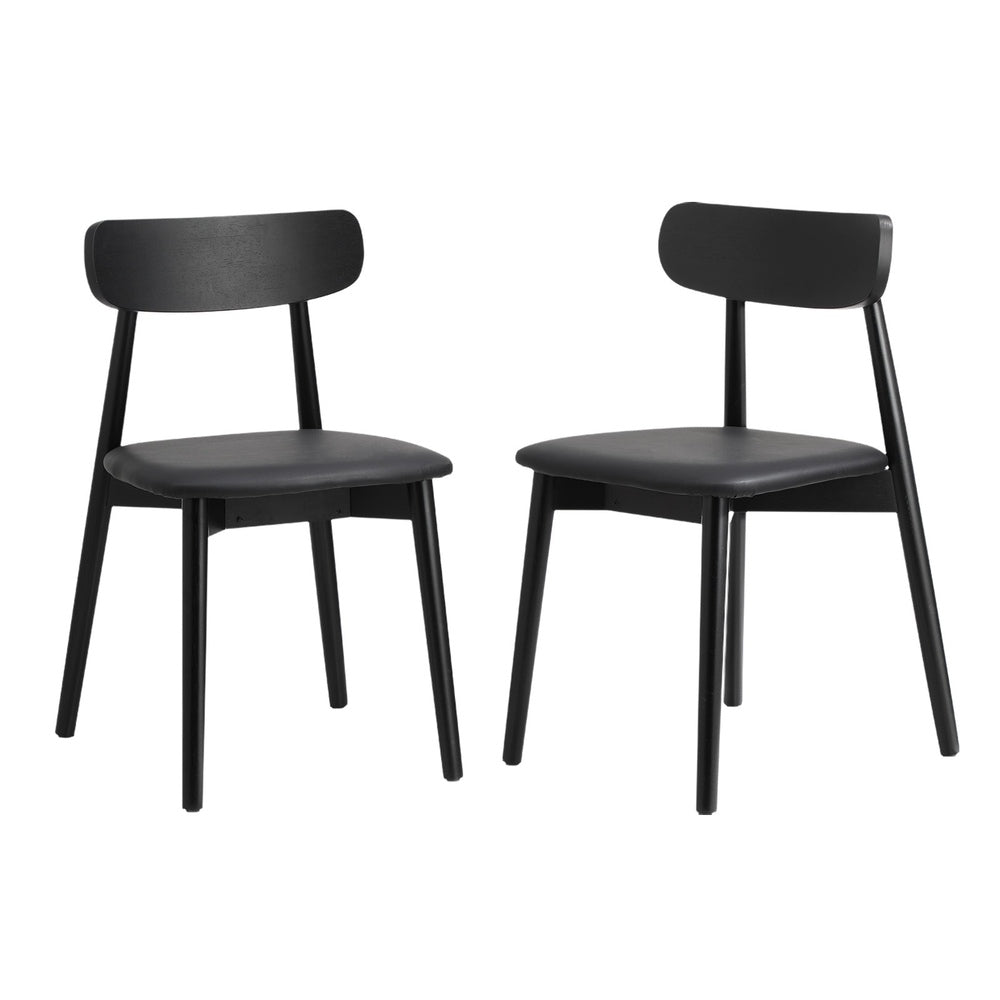 Oikiture 4x Dining Chairs PU Leather Solid Wood Black-Dining Chair-PEROZ Accessories