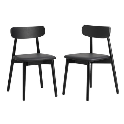 Oikiture 4x Dining Chairs PU Leather Solid Wood Black-Dining Chair-PEROZ Accessories