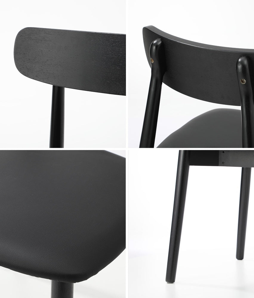 Oikiture 4x Dining Chairs PU Leather Solid Wood Black-Dining Chair-PEROZ Accessories