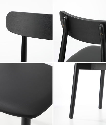 Oikiture 4x Dining Chairs PU Leather Solid Wood Black-Dining Chair-PEROZ Accessories