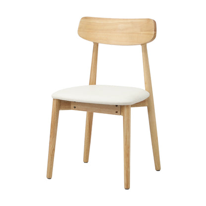 Oikiture 2x Dining Chairs PU Leather Solid Wood Cafe Lounge Beige-Dining Chair-PEROZ Accessories