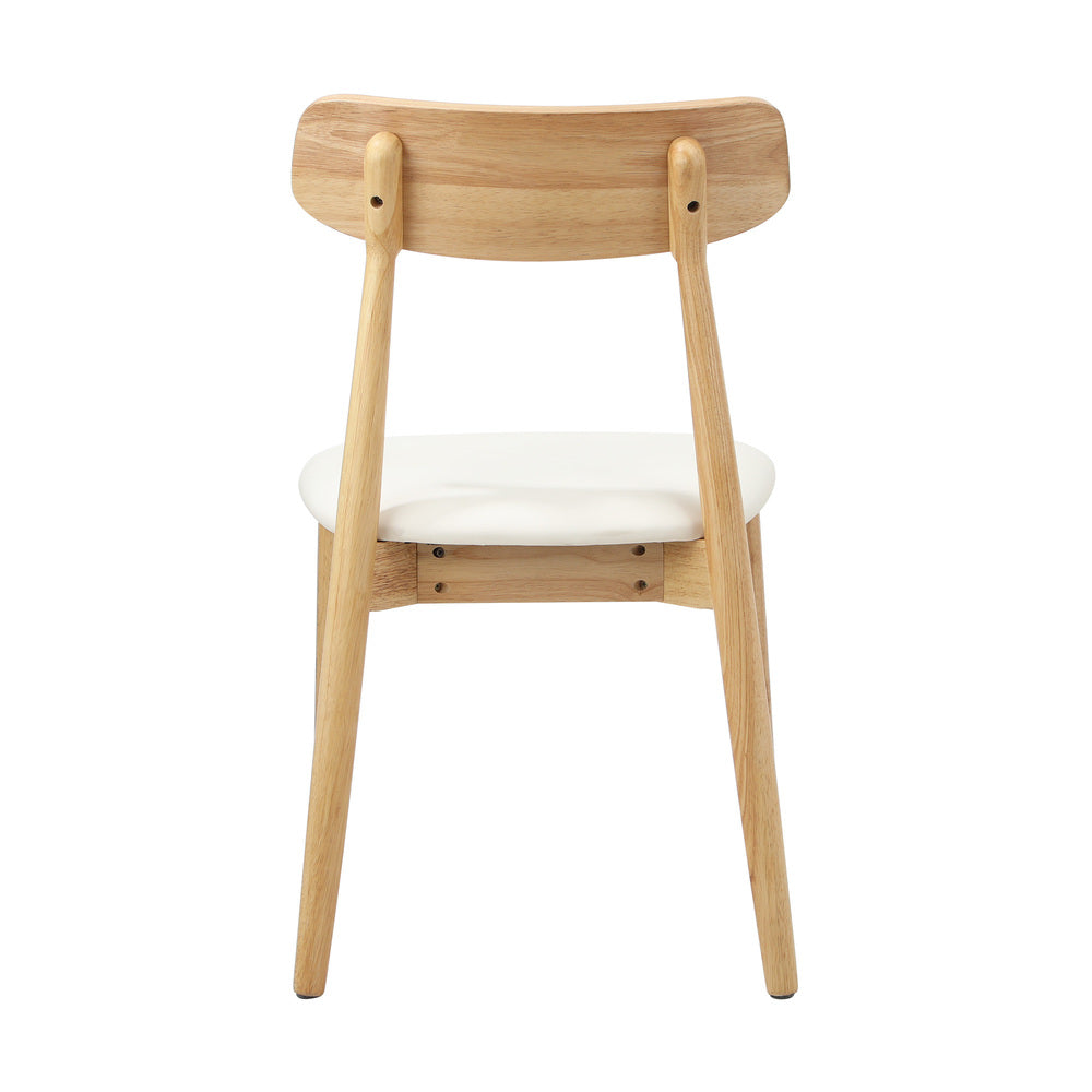 Oikiture 2x Dining Chairs PU Leather Solid Wood Cafe Lounge Beige-Dining Chair-PEROZ Accessories
