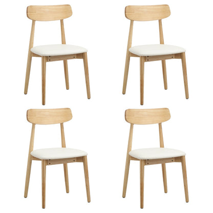 Oikiture 4x Dining Chairs PU Leather Solid Wood Beige-Dining Chair-PEROZ Accessories