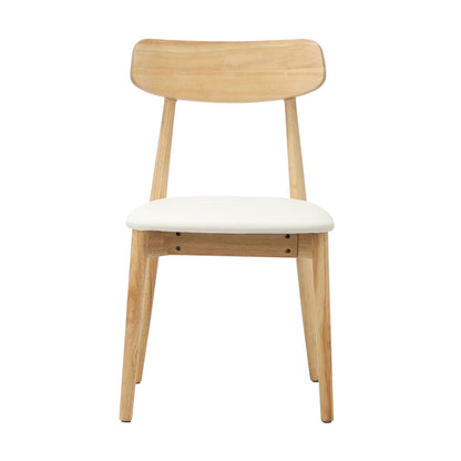 Oikiture 4x Dining Chairs PU Leather Solid Wood Beige-Dining Chair-PEROZ Accessories