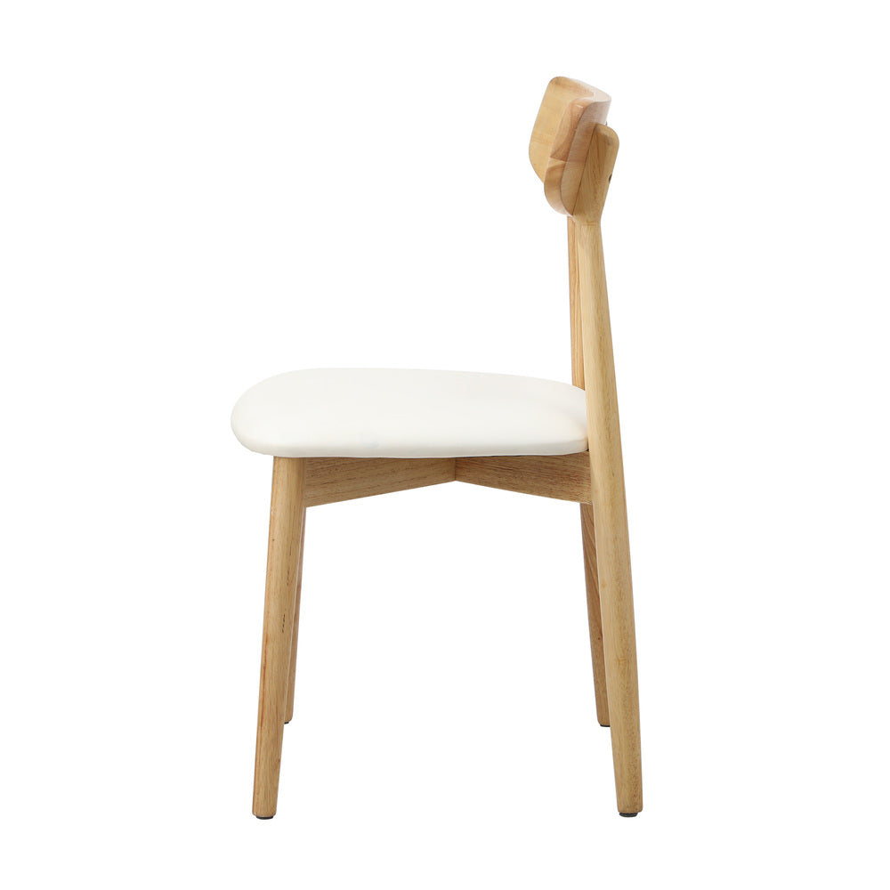 Oikiture 4x Dining Chairs PU Leather Solid Wood Beige-Dining Chair-PEROZ Accessories