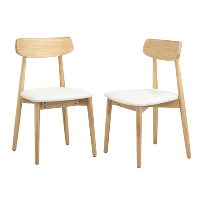 Oikiture 4x Dining Chairs PU Leather Solid Wood Beige-Dining Chair-PEROZ Accessories