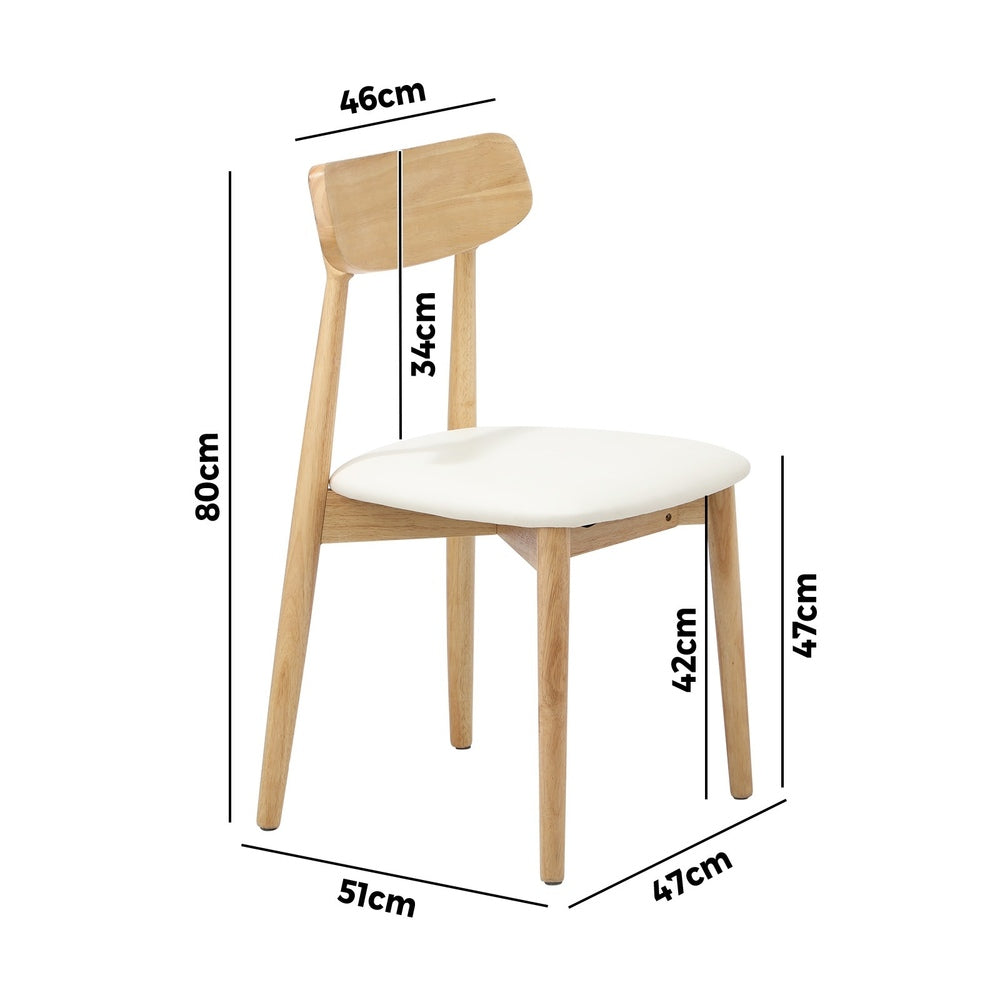 Oikiture 6x Dining Chairs PU Leather Solid Wood Beige-Dining Chair-PEROZ Accessories