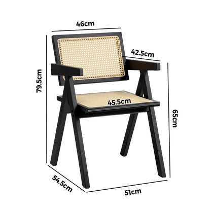 Oikiture 4x Dining Chairs Rattan Chair Wooden Balck-Dining Chair-PEROZ Accessories