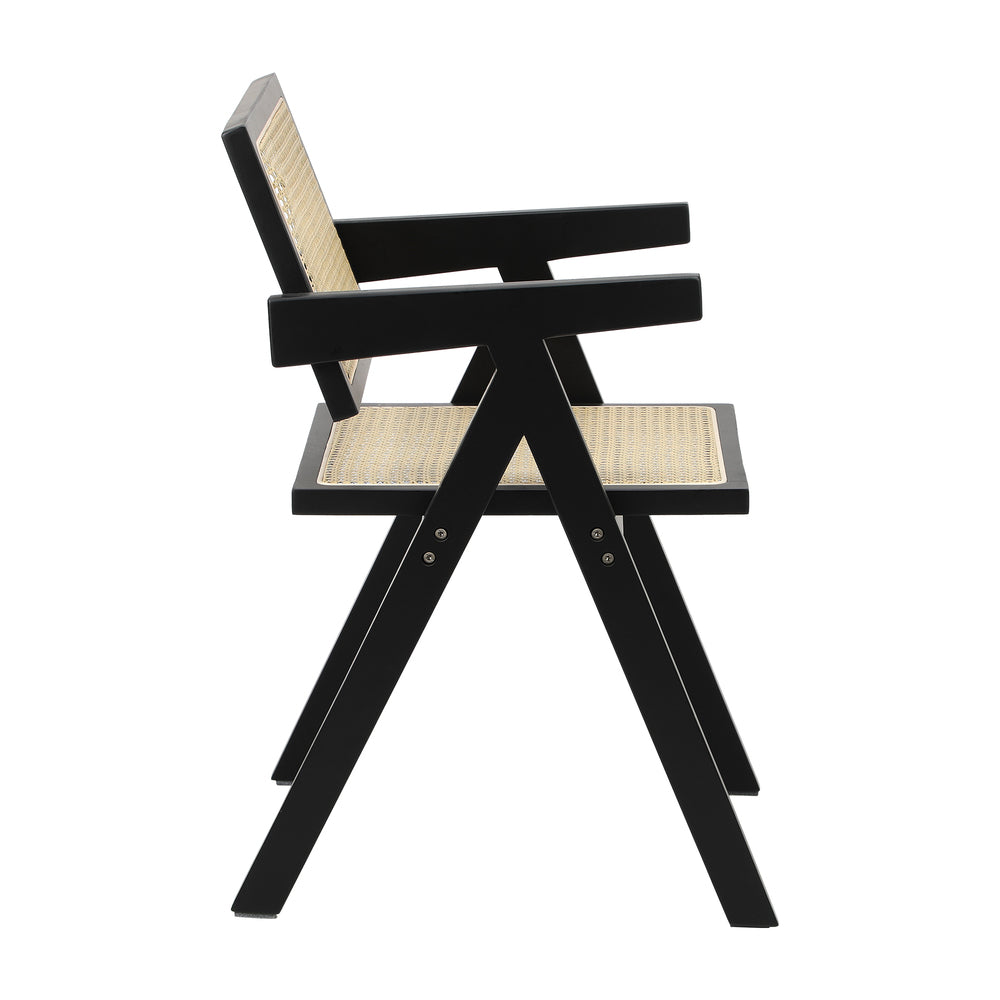 Oikiture 4x Dining Chairs Rattan Chair Wooden Balck-Dining Chair-PEROZ Accessories