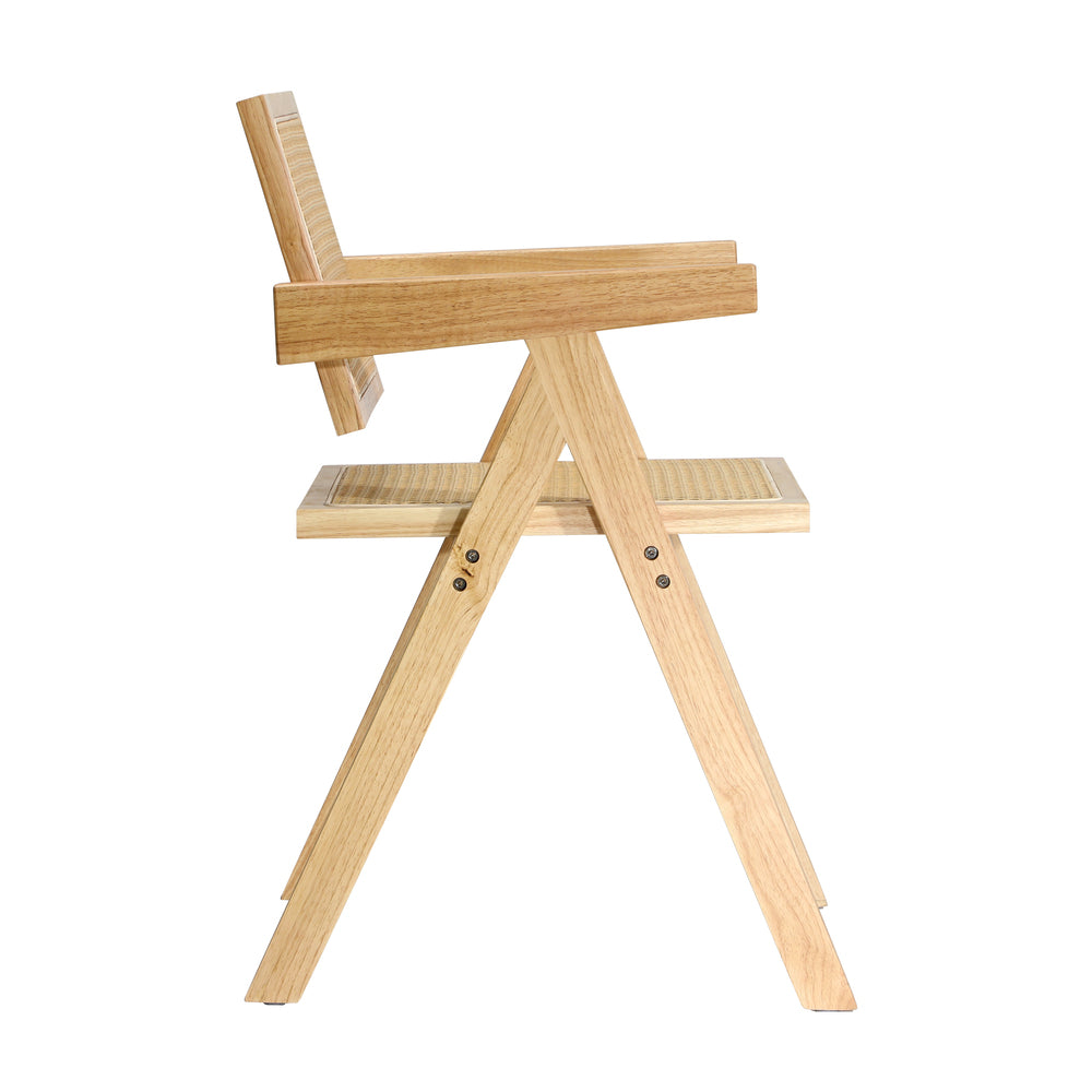 Oikiture 2x Dining Chairs Rattan Wooden Natural-Dining Chairs-PEROZ Accessories