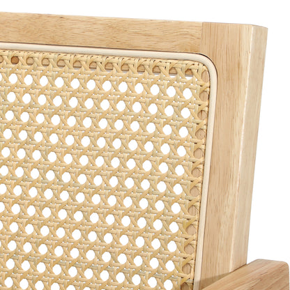 Oikiture 2x Dining Chairs Rattan Wooden Natural-Dining Chairs-PEROZ Accessories