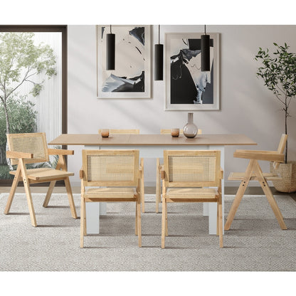 Oikiture 4x Wooden Dining Chairs Rattan Natural-Dining Chair-PEROZ Accessories