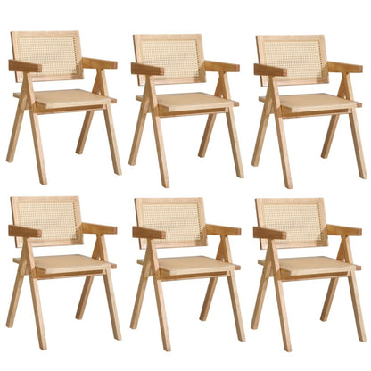 Oikiture 6x Wooden Dining Chairs Rattan Natural-Dining Chair-PEROZ Accessories