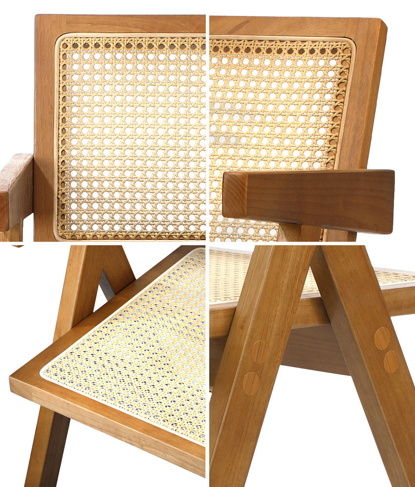 Oikiture 2x Dining Chairs Rattan Chair Wooden Walnut-Dining Chair-PEROZ Accessories
