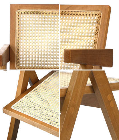 Oikiture 2x Dining Chairs Rattan Chair Wooden Walnut-Dining Chair-PEROZ Accessories