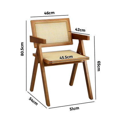Oikiture 4x Dining Chairs Rattan Chair Wooden Walnut-Dining Chair-PEROZ Accessories