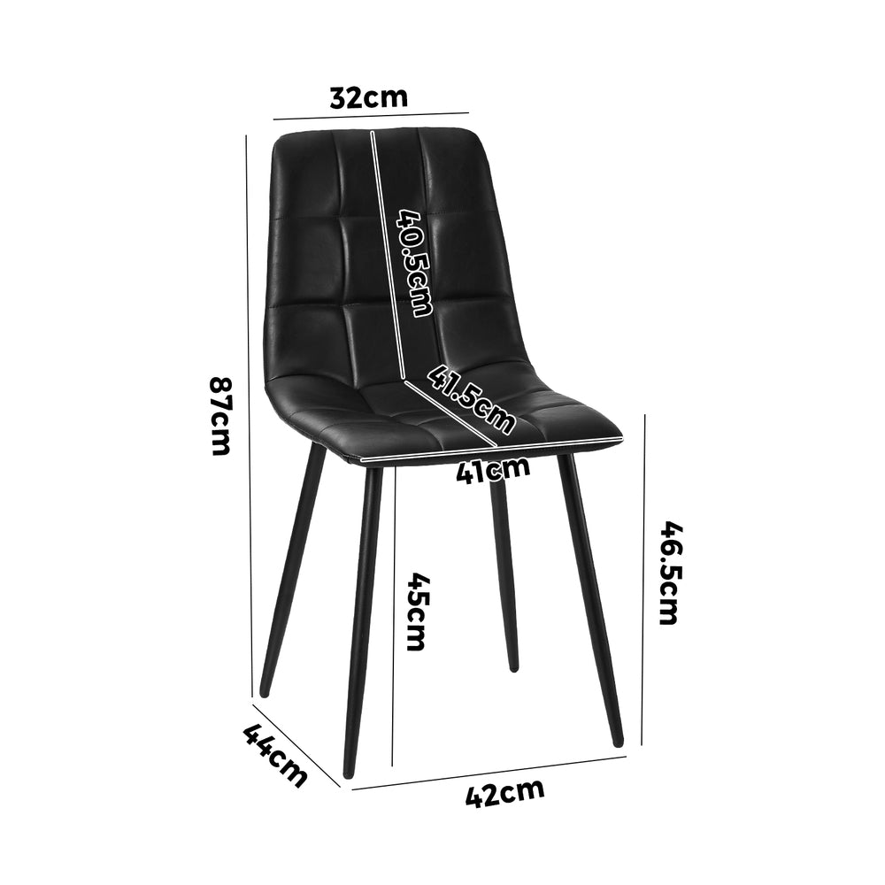 Oikiture 4x Dining Chairs PU Leather Padded Seat Retro Black-Dining Chair-PEROZ Accessories