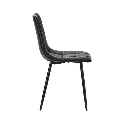 Oikiture 4x Dining Chairs PU Leather Padded Seat Retro Black-Dining Chair-PEROZ Accessories