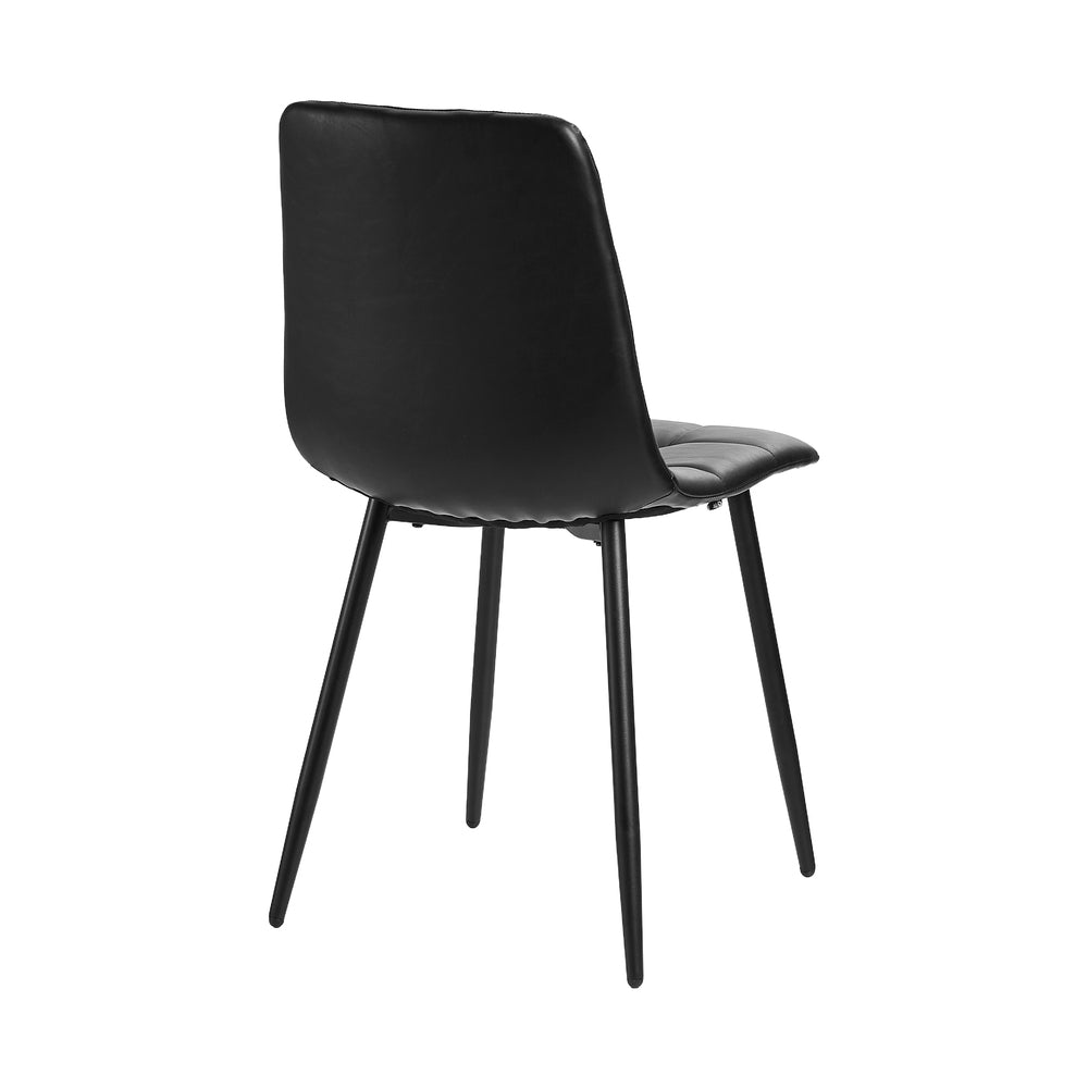 Oikiture 4x Dining Chairs PU Leather Padded Seat Retro Black-Dining Chair-PEROZ Accessories
