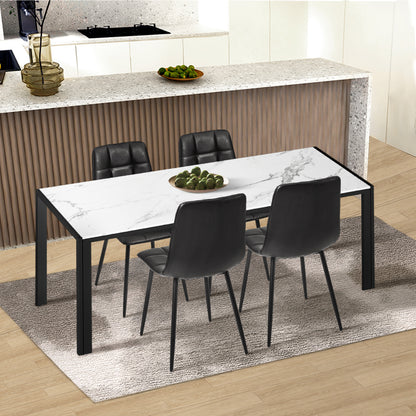 Oikiture 4x Dining Chairs PU Leather Padded Seat Retro Black-Dining Chair-PEROZ Accessories