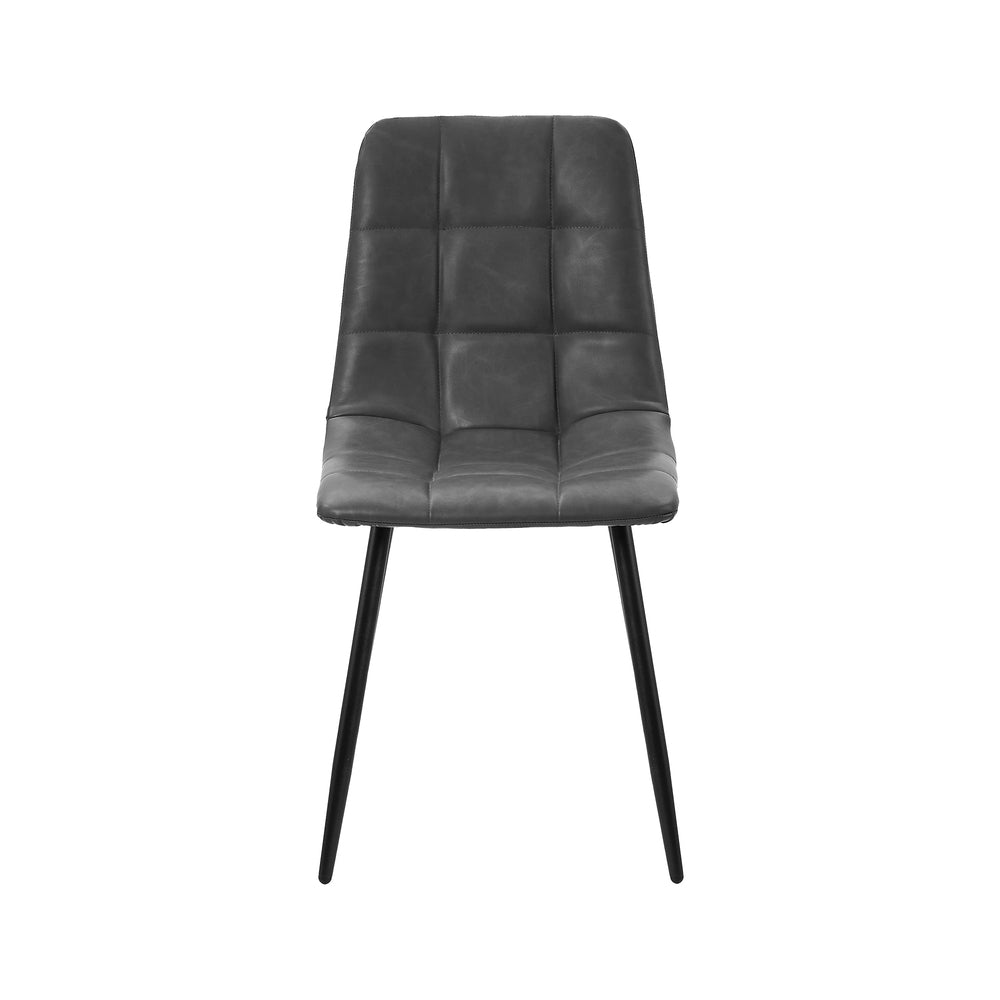 Oikiture 4x Dining Chairs PU Leather Padded Seat Retro Grey-Dining Chair-PEROZ Accessories