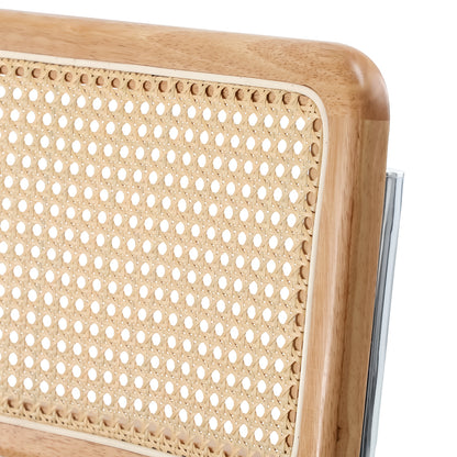 Oikiture 2x Rattan Dining Chair Steel Frame Leather Seat Brown-Dining Chairs-PEROZ Accessories