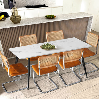 Oikiture 4x Rattan Dining Chair Cesca Replica PU Leather Brown-Dining Chair-PEROZ Accessories