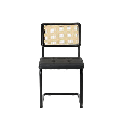 Oikiture 4x Rattan Dining Chair Cesca Replica Cantilever PU Leather-Dining Chair-PEROZ Accessories