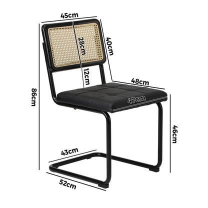 Oikiture 4x Rattan Dining Chair Cesca Replica Cantilever PU Leather-Dining Chair-PEROZ Accessories