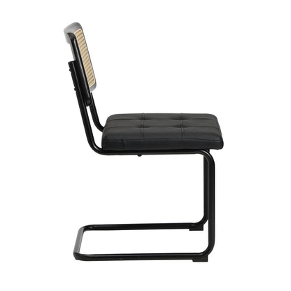 Oikiture 4x Rattan Dining Chair Cesca Replica Cantilever PU Leather-Dining Chair-PEROZ Accessories