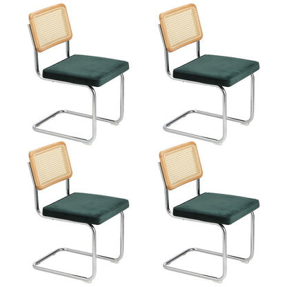 Oikiture 4x Rattan Dining Chair Cesca Replica Cantilever Velvet-Dining Chair-PEROZ Accessories