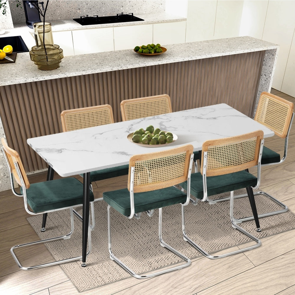 Oikiture 4x Rattan Dining Chair Cesca Replica Cantilever Velvet-Dining Chair-PEROZ Accessories