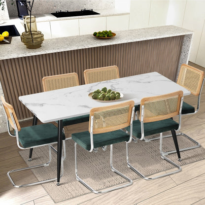 Oikiture 4x Rattan Dining Chair Cesca Replica Cantilever Velvet-Dining Chair-PEROZ Accessories