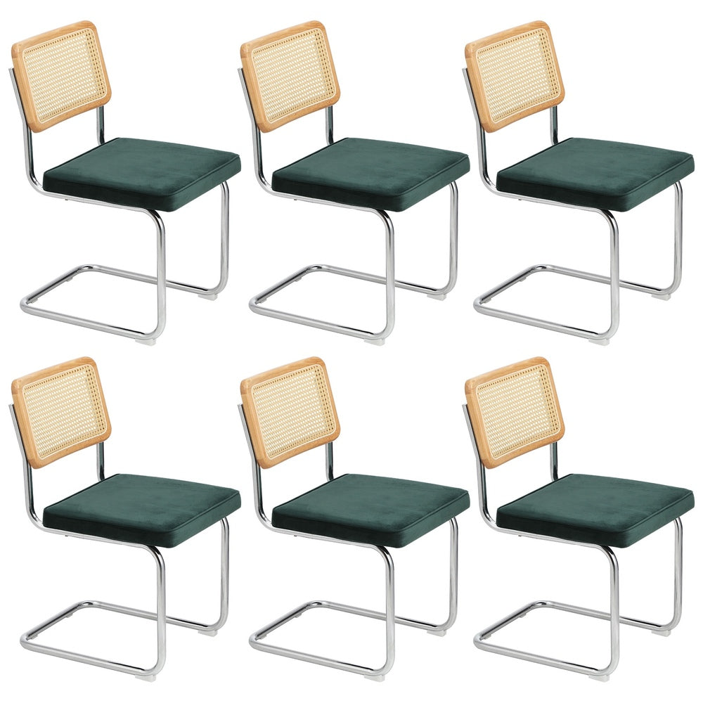 Oikiture 6x Rattan Dining Chair Cesca Replica Cantilever Velvet-Dining Chair-PEROZ Accessories