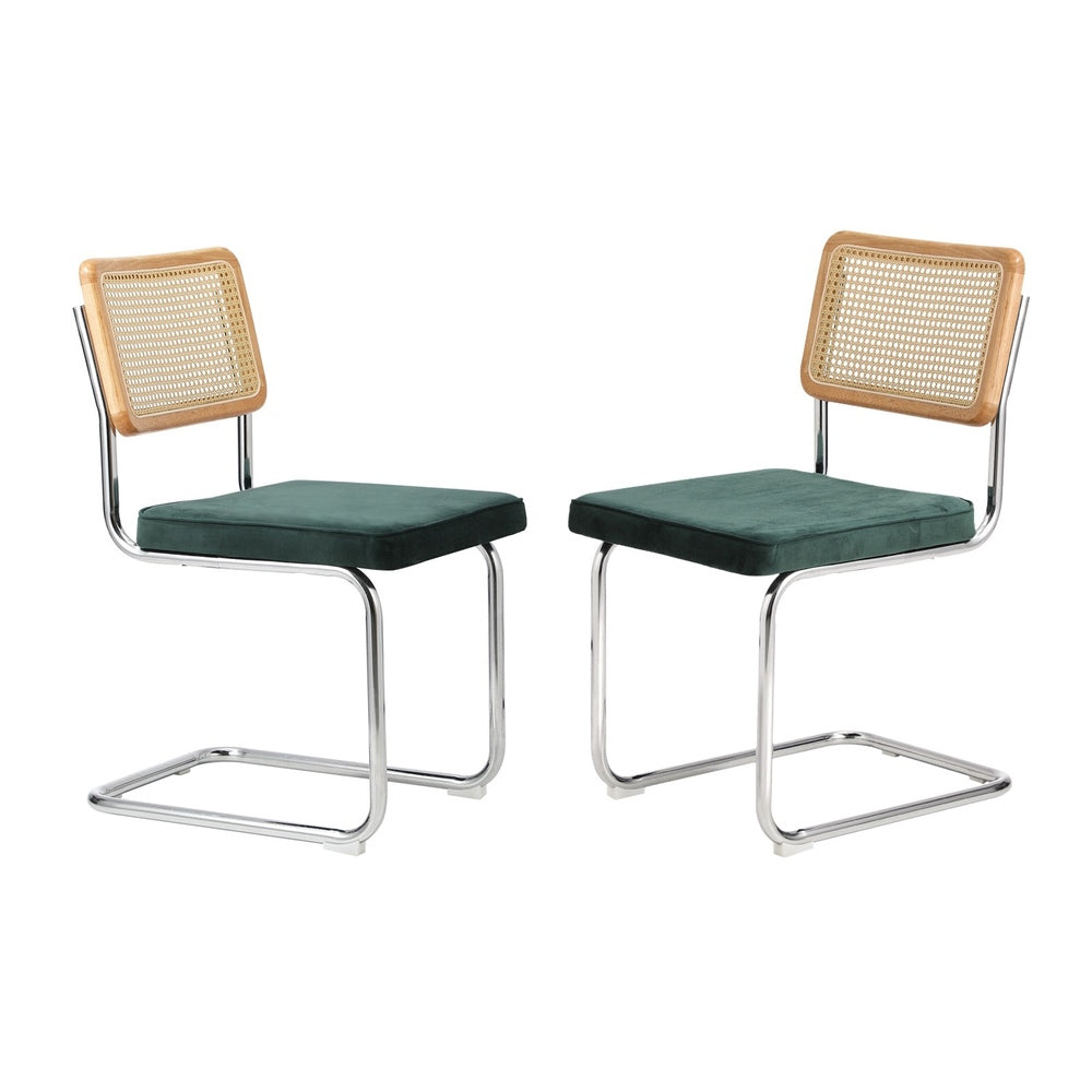 Oikiture 6x Rattan Dining Chair Cesca Replica Cantilever Velvet-Dining Chair-PEROZ Accessories