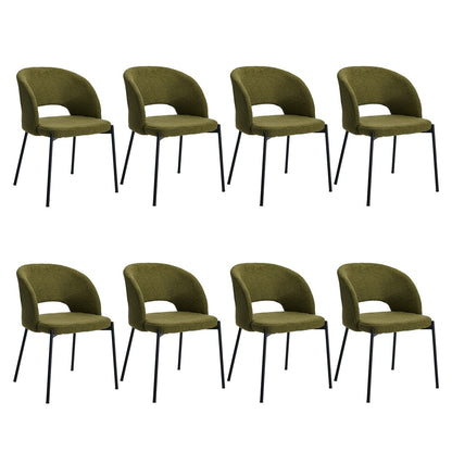 Oikiture 8x Armchair Dining Chair Sherpa Green&amp;Black-Dining Chairs-PEROZ Accessories