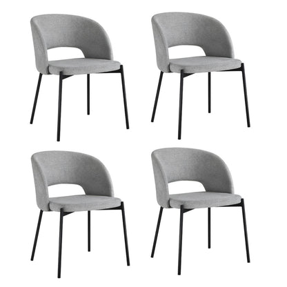 Oikiture 4x Armchair Dining Chair Fabric Grey &amp; Black-Dining Chair-PEROZ Accessories