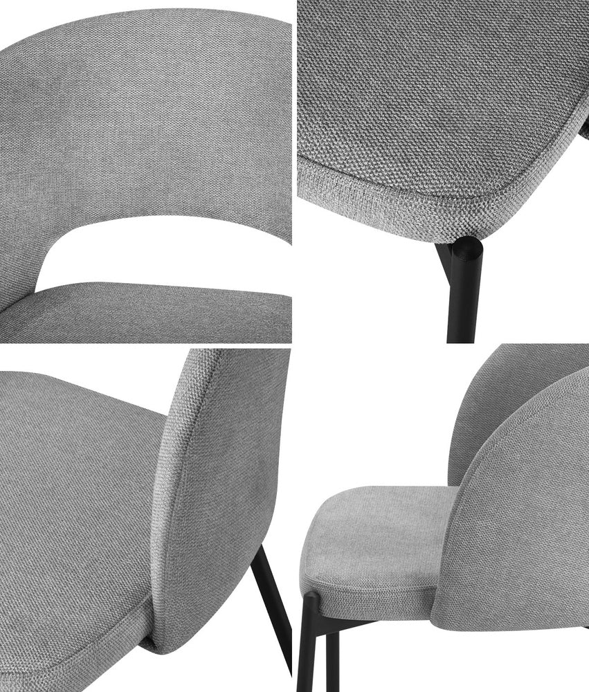 Oikiture 4x Armchair Dining Chair Fabric Grey &amp; Black-Dining Chair-PEROZ Accessories