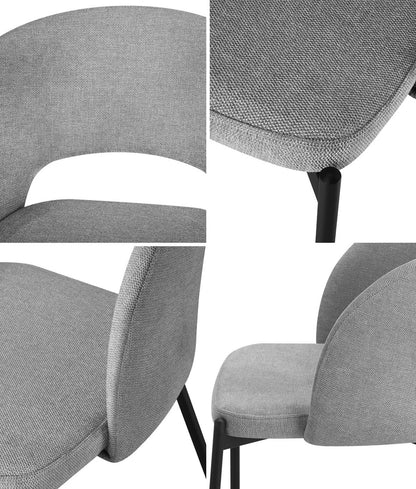 Oikiture 4x Armchair Dining Chair Fabric Grey &amp; Black-Dining Chair-PEROZ Accessories