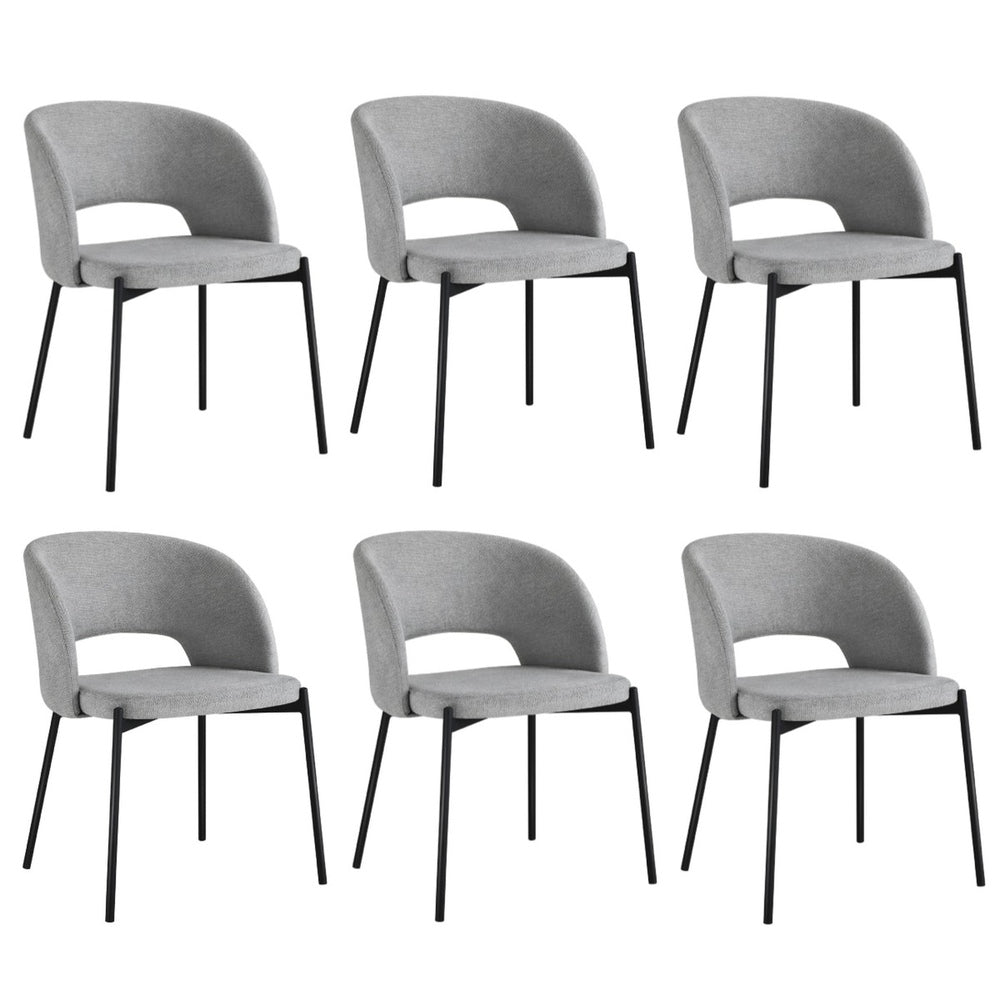 Oikiture 6x Armchair Dining Chair Fabric Grey &amp; Black-Dining Chair-PEROZ Accessories