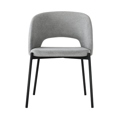Oikiture 6x Armchair Dining Chair Fabric Grey &amp; Black-Dining Chair-PEROZ Accessories