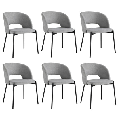 Oikiture 6x Armchair Dining Chair Fabric Grey &amp; Black-Dining Chair-PEROZ Accessories