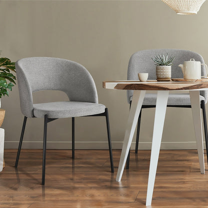 Oikiture 6x Armchair Dining Chair Fabric Grey &amp; Black-Dining Chair-PEROZ Accessories