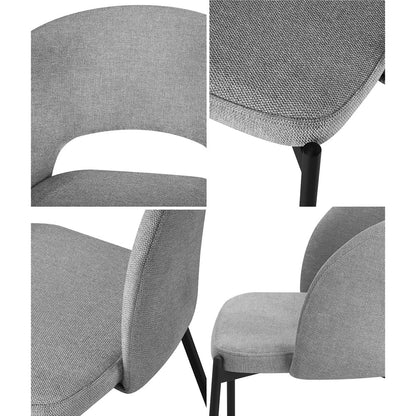 Oikiture 6x Armchair Dining Chair Fabric Grey &amp; Black-Dining Chair-PEROZ Accessories