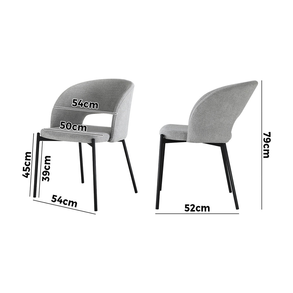 Oikiture 8x Dining Chair Tub Armchairs Fabric Grey &amp; Black-Dining Chair-PEROZ Accessories